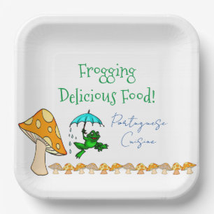 Assiettes En Carton Plaque en papier carré Frogging délicieux portugai