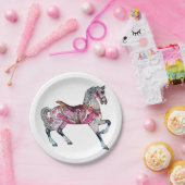Assiettes En Carton Plaque en papier carrousel à cheval (Fête)
