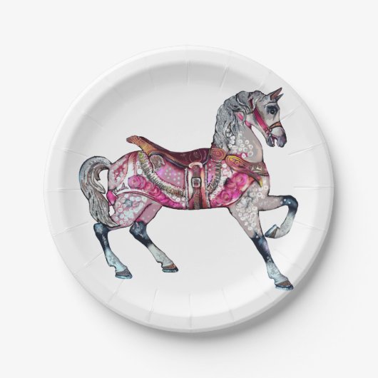 Assiettes En Carton Plaque en papier carrousel à cheval (Devant)