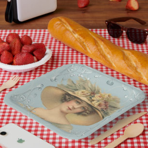 Assiettes En Carton Plaque en papier Casquette vintage pour femme Flor