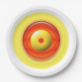 Assiettes En Carton Plaque en papier - Cercles concentrés jaunes et ro (Devant)