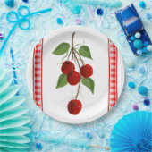 Assiettes En Carton Plaque en papier cerise (Fête)