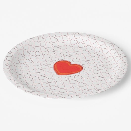 Assiettes En Carton Plaque en papier - Coeurs (Angle)