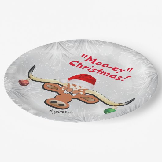 Assiettes En Carton Plaque en papier comique Longhorn Steer (Angle)