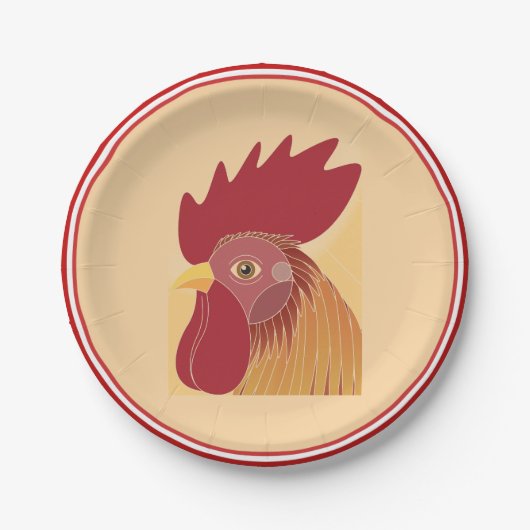 Assiettes En Carton Plaque en papier coq (Devant)