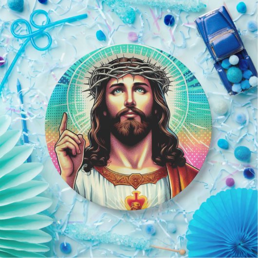 Assiettes En Carton Plaque en papier couleur Jésus ! (Fête)