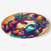 Assiettes En Carton Plaque en papier couleur Jésus ! (Angle)