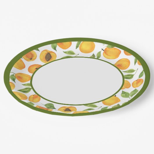 Assiettes En Carton Plaque en papier d'abricot jaune botanique (Angle)