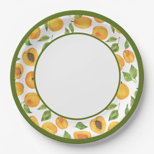 Assiettes En Carton Plaque en papier d'abricot jaune botanique (Devant)