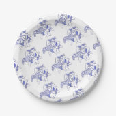 Assiettes En Carton Plaque en papier Dala bleu et blanc (Devant)