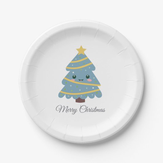 Assiettes En Carton Plaque en papier d'arbre de Noël mignonne (Devant)
