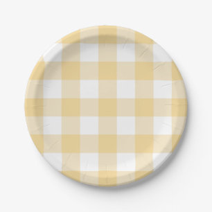 Assiettes En Carton Plaque en papier de 7 po en en vichy jaune beurré
