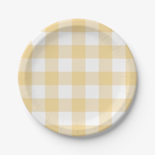 Assiettes En Carton Plaque en papier de 7 po en en vichy jaune beurré (Devant)