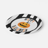 Assiettes En Carton Plaque en papier de 7 po pour Halloween noir et bl (Angle)