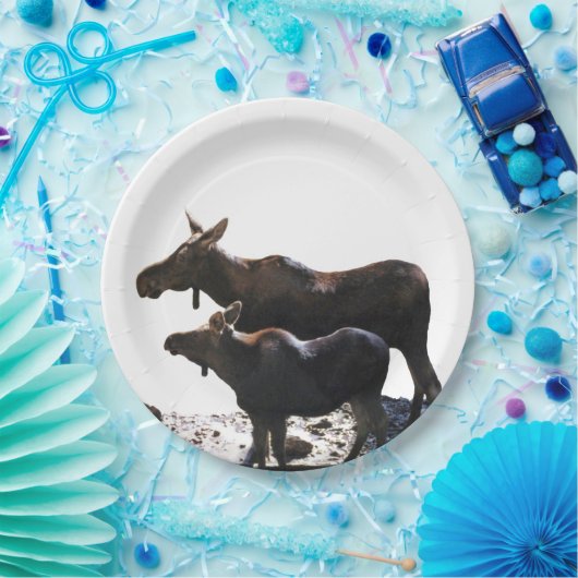 Assiettes En Carton  Plaque en papier de 9 po avec orignal (Fête)