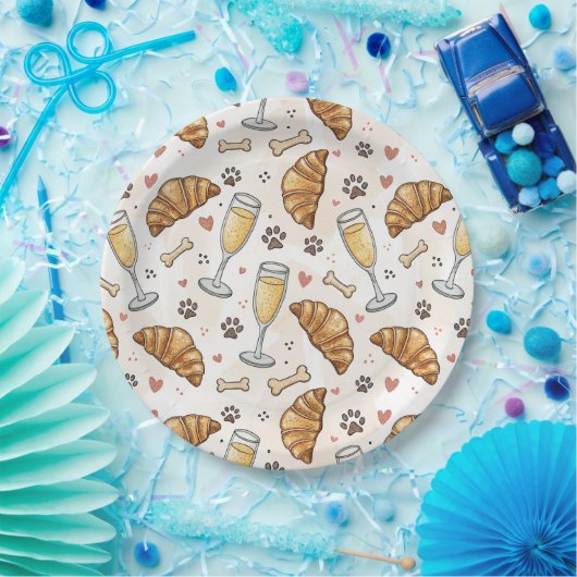 Assiettes En Carton Plaque en papier de Brunch & Paws - Croissants et (Fête)