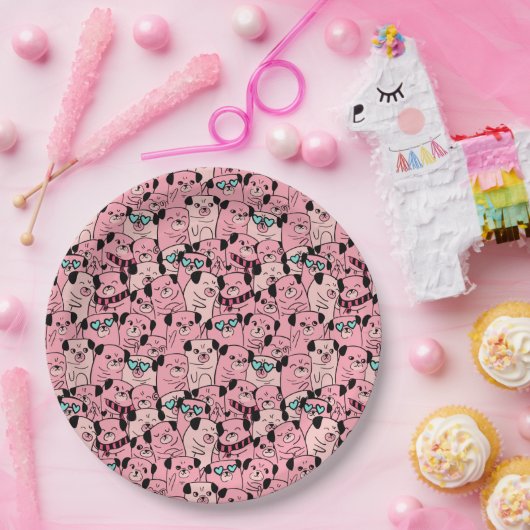 Assiettes En Carton Plaque en papier de Carlins mignons (Fête)