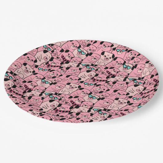 Assiettes En Carton Plaque en papier de Carlins mignons (Angle)