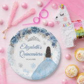 Assiettes En Carton Plaque en papier de coing Silver Blue Winter Snowf (Fête)