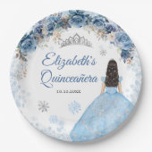 Assiettes En Carton Plaque en papier de coing Silver Blue Winter Snowf (Devant)