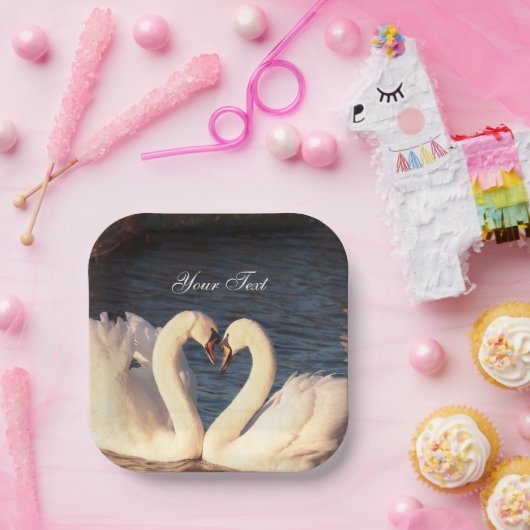 Assiettes En Carton Plaque en papier de cygnes blancs (Fête)