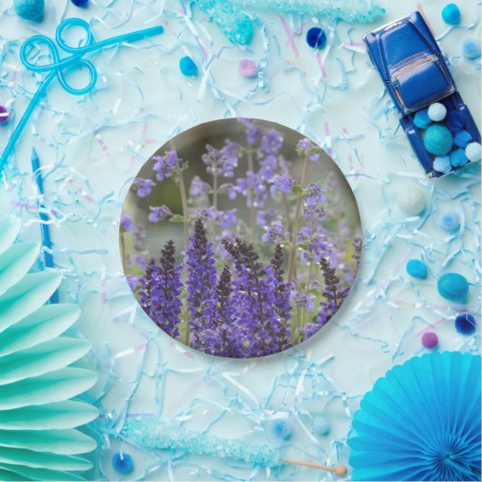 Assiettes En Carton Plaque en papier de fleurs violettes (Fête)