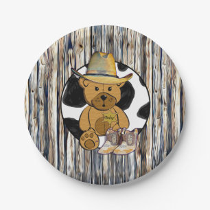 Assiettes En Carton Plaque en papier de gâteau Sheriff Teddy Bear