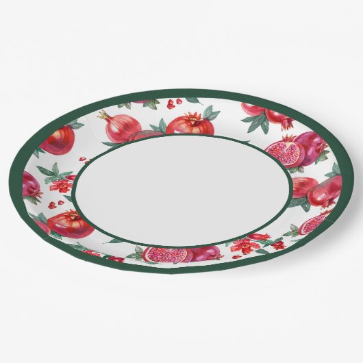 Assiettes En Carton Plaque en papier de grenade botanique (Angle)