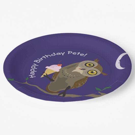 Assiettes En Carton Plaque en papier de la Chouette à crème glacée (Angle)