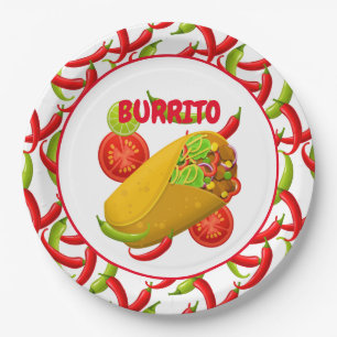 Assiettes En Carton Plaque en papier de la Fiesta Food Burrito Party m