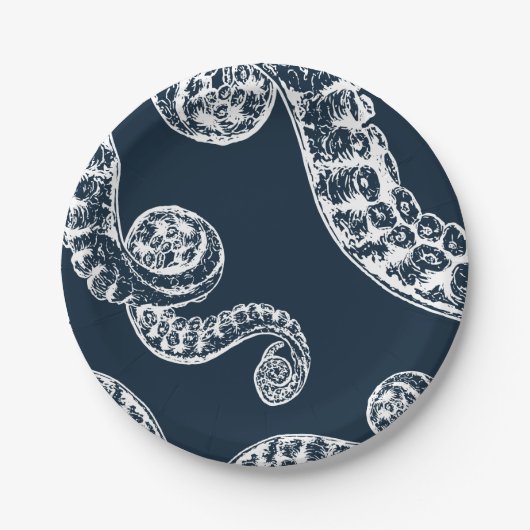 Assiettes En Carton Plaque en papier de la marine Nautique Tentacles b (Devant)