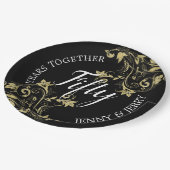 Assiettes En Carton Plaque en papier de l'Anniversaire Noir avec fleur (Angle)