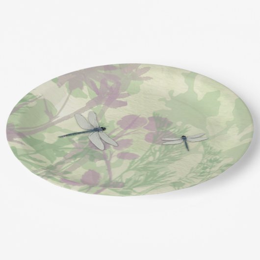 Assiettes En Carton Plaque en papier de libellules bleues (Angle)