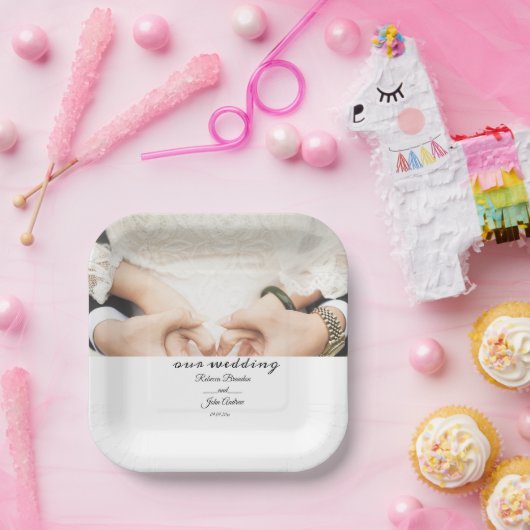 Assiettes En Carton Plaque en papier de mariée élégante personnalisée (Fête)