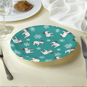 Assiettes En Carton Plaque en papier de Noël à éléphant blanc (Turquoi