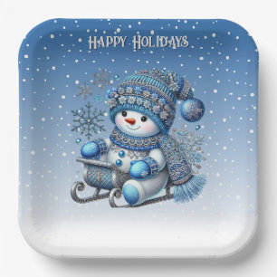 Assiettes En Carton Plaque en papier de Noël de Noël de Snowman