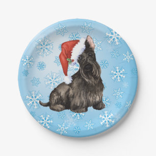 Assiettes En Carton Plaque en papier de Noël écossais Terrier