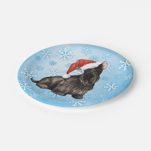 Assiettes En Carton Plaque en papier de Noël écossais Terrier (Angle)