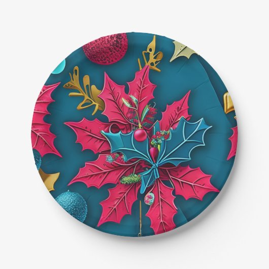 Assiettes En Carton Plaque en papier de Noël joyeux et brillant (Devant)