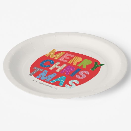 Assiettes En Carton Plaque en papier de Noël Joyeux personnalisé (Angle)