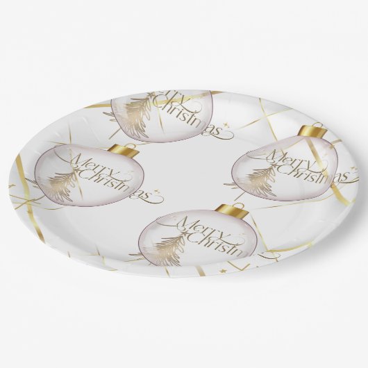 Assiettes En Carton Plaque en papier de Noël Or de luxe (Angle)