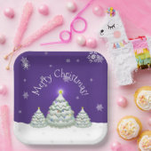 Assiettes En Carton Plaque en papier de Noël pourpre moelleux (Fête)
