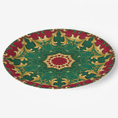 Assiettes En Carton Plaque en papier de Noël rouge vert (Angle)
