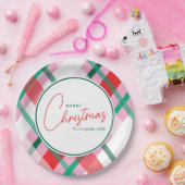 Assiettes En Carton Plaque en papier de Noël rouge vert rose (Fête)