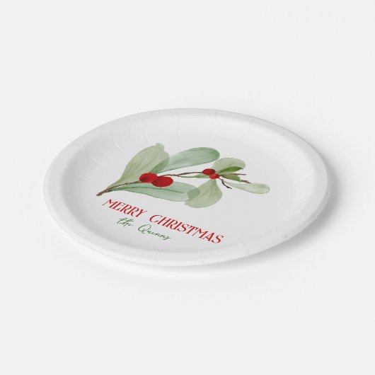 Assiettes En Carton Plaque en papier de Noël verte (Angle)