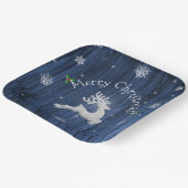 Assiettes En Carton Plaque en papier de rennes de Noël bleu rustique (Angulaire)