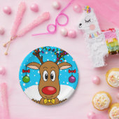 Assiettes En Carton Plaque en papier de rennes rouge Noël (Fête)