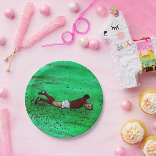 Assiettes En Carton Plaque en papier de Rugby Art (Fête)