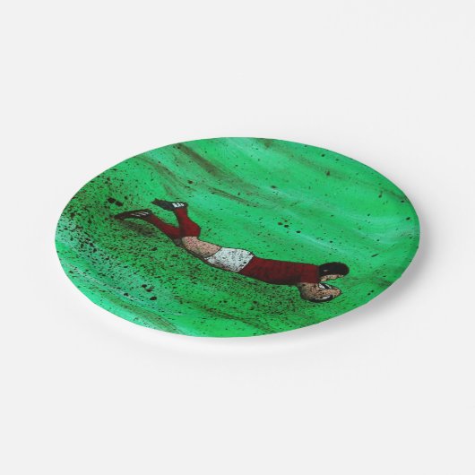 Assiettes En Carton Plaque en papier de Rugby Art (Angle)