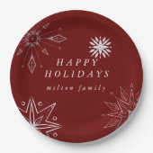 Assiettes En Carton Plaque en papier de vacances Silver Snowflake (Devant)